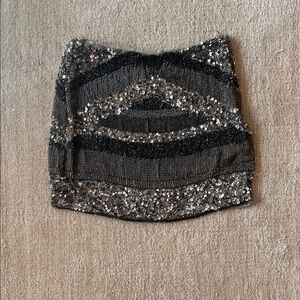 Black Sequin Beaded Zara Mini Skirt